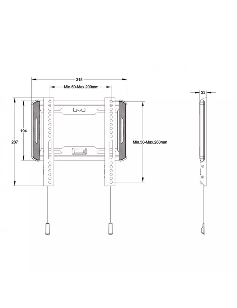 MULTIBRACKETS 5631 Support mural fix Multibrackets Universal Wallmount Fixed Small 200x200 Ref MULTIBRACKETS MUL5631 | MusicGo