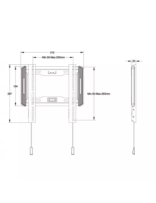 MULTIBRACKETS 5631 Support mural fix Multibrackets Universal Wallmount Fixed Small 200x200 Ref MULTIBRACKETS MUL5631 | MusicGo