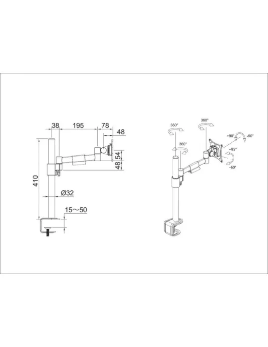 MULTIBRACKETS 5839 Multibrackets rotating table stand Deskmount Officeline Single I Black - 15  -30  screen Vesa Max 100x100 M