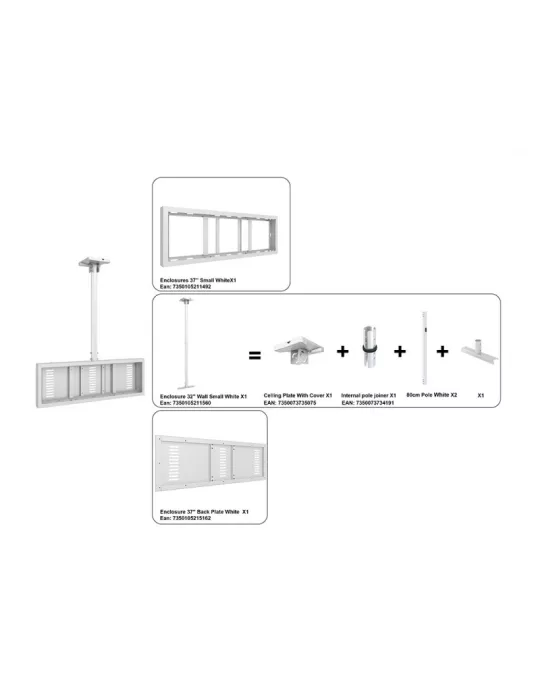 MULTIBRACKETS 5216 Support plafond avec caisson Multibrackets Enclosure 37  Ceiling Small Blanc - écran 37  VESA Max 600x400 M