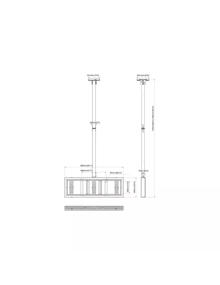 MULTIBRACKETS 5216 Support plafond avec caisson Multibrackets Enclosure 37" Ceiling Small Blanc - écran 37" VESA Max 600x400
