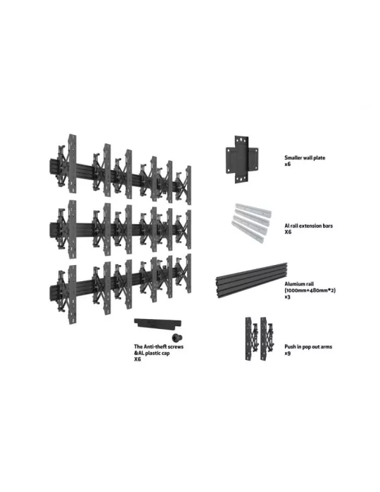 MULTIBRACKETS 5051 Wandhalterung Multibrackets Wallmount Pro MBW3x3UP 9 Monitore 32 -55  LCD VESA Max 400x400 MULTIBRACKETS MU