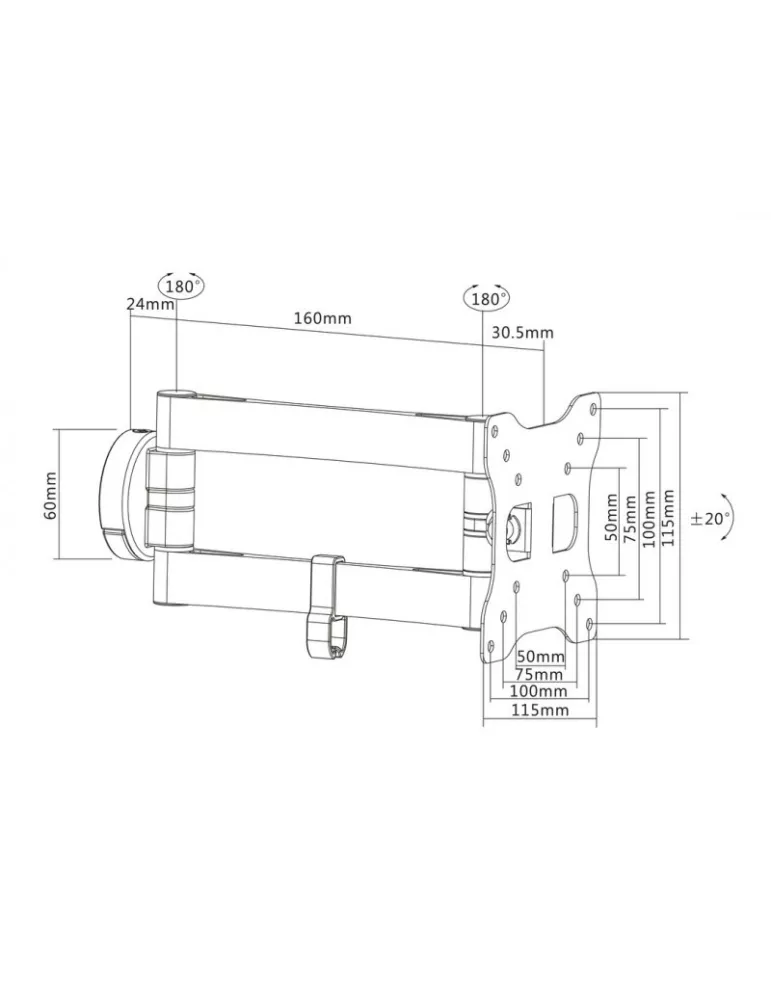 MULTIBRACKETS 7444 Support mural articulé noir Multibrackets Full Motion II 50 75 100 pour ecran LCD 9"- 32" - Poids 15kg Vesa 