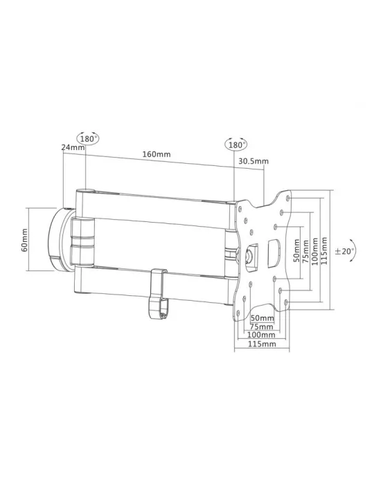 MULTIBRACKETS 7444 Support mural articulé noir Multibrackets Full Motion II 50 75 100 pour ecran LCD 9"- 32" - Poids 15kg Vesa 