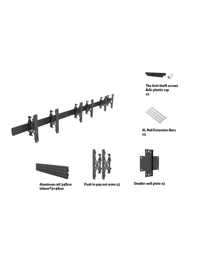 MULTIBRACKETS 4139 Wandhalterung Multibrackets Wallmount Pro MBW3U Push In Pop Out Black - 3 Bildschirme 40 -65  VESA Max 600x