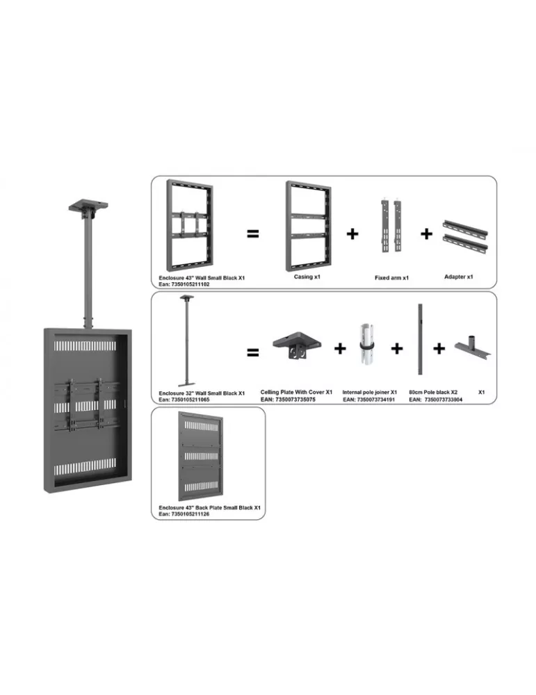MULTIBRACKETS 5032 Support plafond avec caisson Multibrackets Enclosure 43  Ceiling Small Noir - écran 43  VESA Max 600x400 MU
