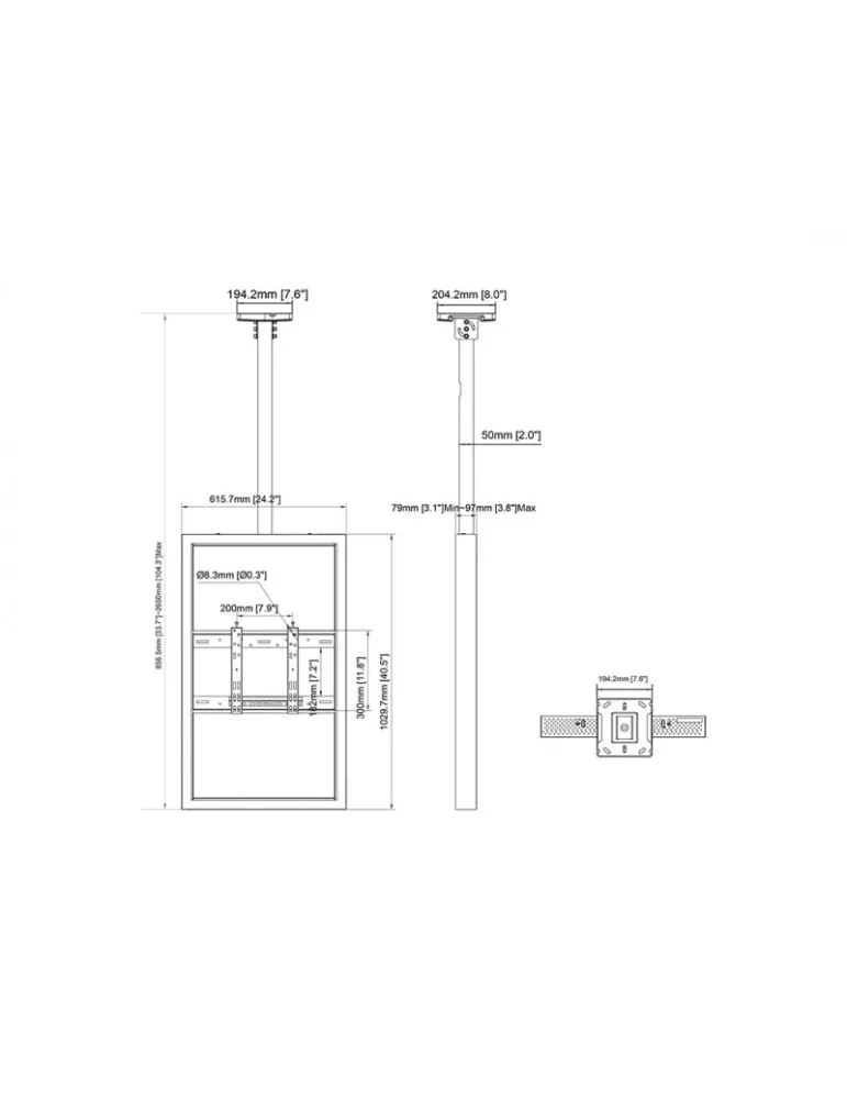 MULTIBRACKETS 5032 Support plafond avec caisson Multibrackets Enclosure 43  Ceiling Small Noir - écran 43  VESA Max 600x400 MU