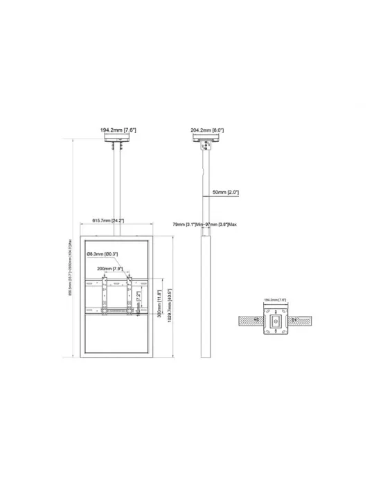 MULTIBRACKETS 5032 Support plafond avec caisson Multibrackets Enclosure 43" Ceiling Small Noir - écran 43" VESA Max 600x400