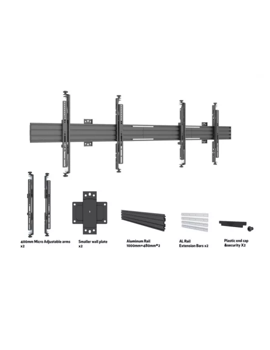 MULTIBRACKETS 0631 Support mural réglable Multibrackets Wallmount Pro MBW1U Micro Adjustable Black - 2 écrans 32"-75" VESA Max 