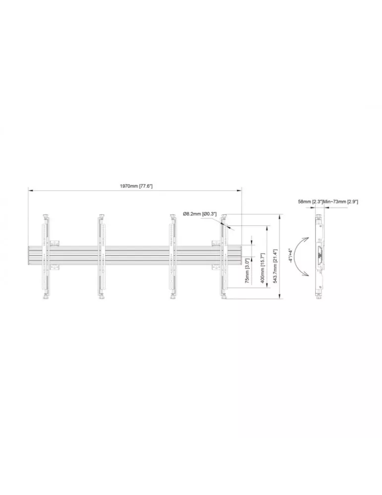 MULTIBRACKETS 0631 Verstellbare Wandhalterung Multibrackets Wallmount Pro MBW1U Micro Adjustable Black - 2 Bildschirme 32 -75