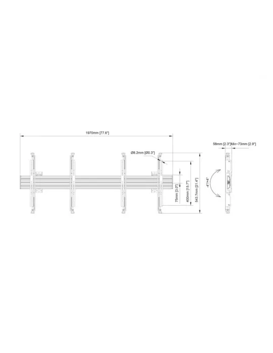 MULTIBRACKETS 0631 Multibrackets Wallmount Pro MBW1U Micro Adjustable Black - 2 screens 32 -75  VESA Max 600x400 MULTIBRACKETS