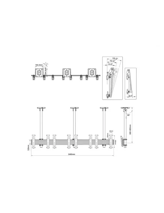 MULTIBRACKETS 5679 Deckenhalterung Multibrackets Menu Board Mount Pro MBC4X1U - 4 Bildschirme 30 -42  VESA Max 200x200 MULTIBR