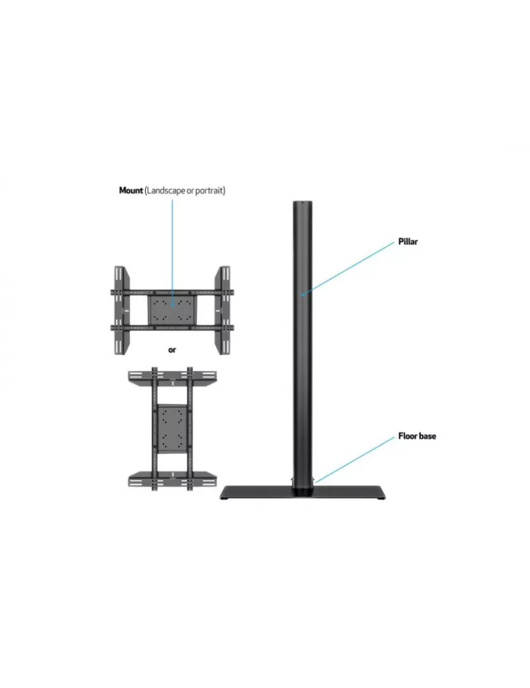 MULTIBRACKETS 2425 Bodenständer Multibrackets Display Stand 180 Single Black w. Floorbase Ref  MULTIBRACKETS MUL2425 | MusicGo