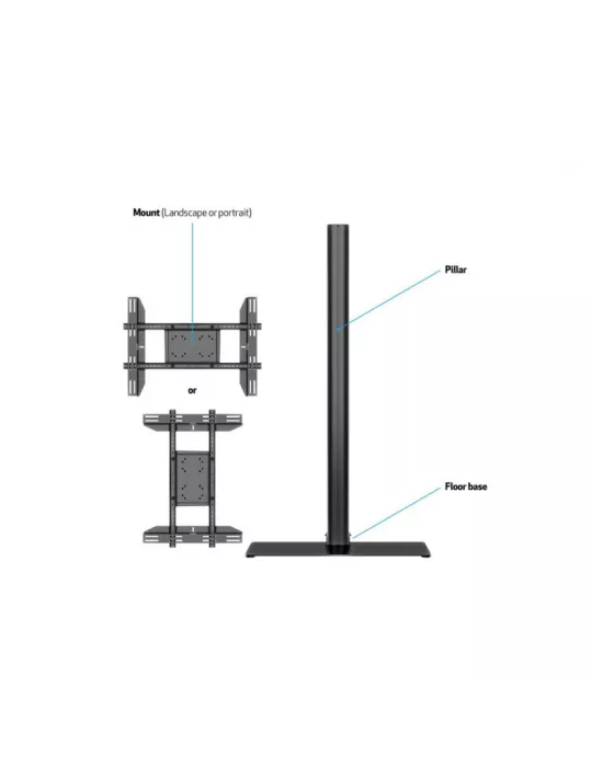 MULTIBRACKETS 2425 Bodenständer Multibrackets Display Stand 180 Single Black w. Floorbase Ref  MULTIBRACKETS MUL2425 | MusicGo