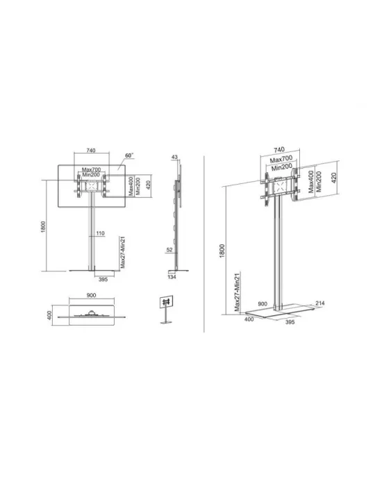 MULTIBRACKETS 2425 Bodenständer Multibrackets Display Stand 180 Single Black w. Floorbase Ref  MULTIBRACKETS MUL2425 | MusicGo
