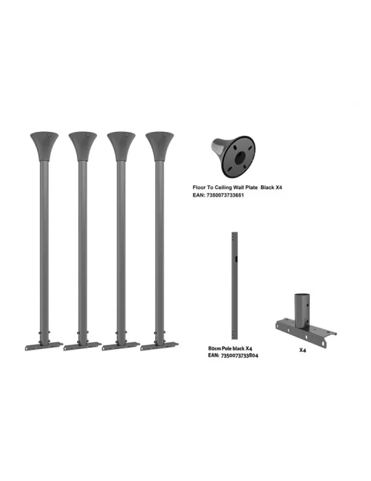 MULTIBRACKETS 5698 Kit de Barres Sol plafond pour caisson Multibrackets Floor to Ceiling Kit Large Noir - ecran 75"-98"