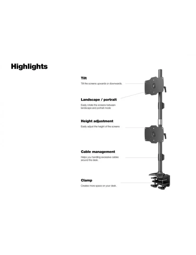 MULTIBRACKETS 2727 Support de table rotatif Multibrackets VESA Desktopmount Dual Vertical Desk Clamp - 2 écrans de 24" - 32" VE
