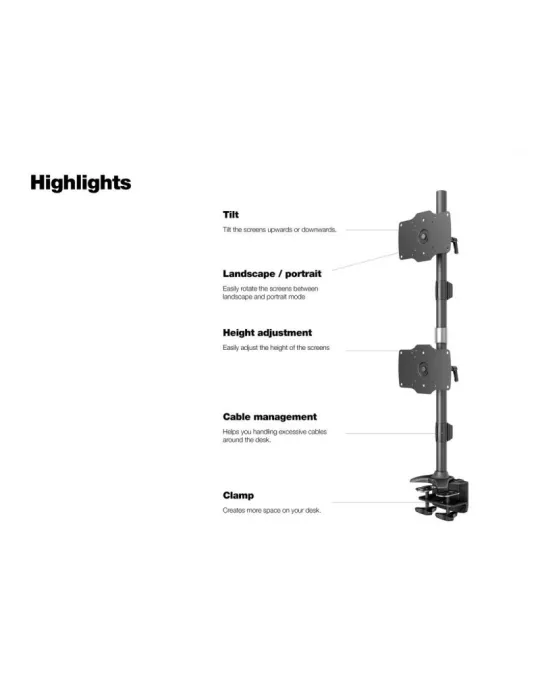 MULTIBRACKETS 2727 Drehbarer Tischständer Multibrackets VESA Desktopmount Dual Vertical Desk Clamp - 2 Bildschirme von 24  - 3