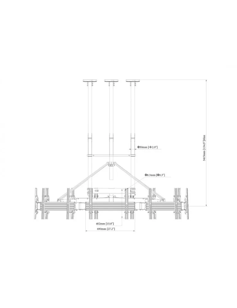 MULTIBRACKETS 6251 Support plafond Multibrackets Ceiling Mount Pro MBC8UHD - 8 écrans 50"-75" VESA Max 600x400