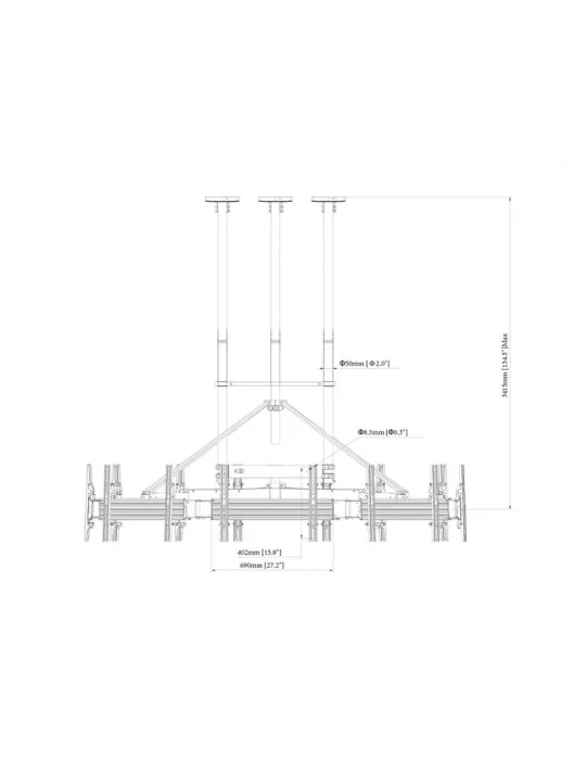 MULTIBRACKETS 6251 Soporte plafond Multibrackets Montaje en techo Pro MBC8UHD - 8 pantallas 50 -75  VESA Max 600x400 MULTIBRAC
