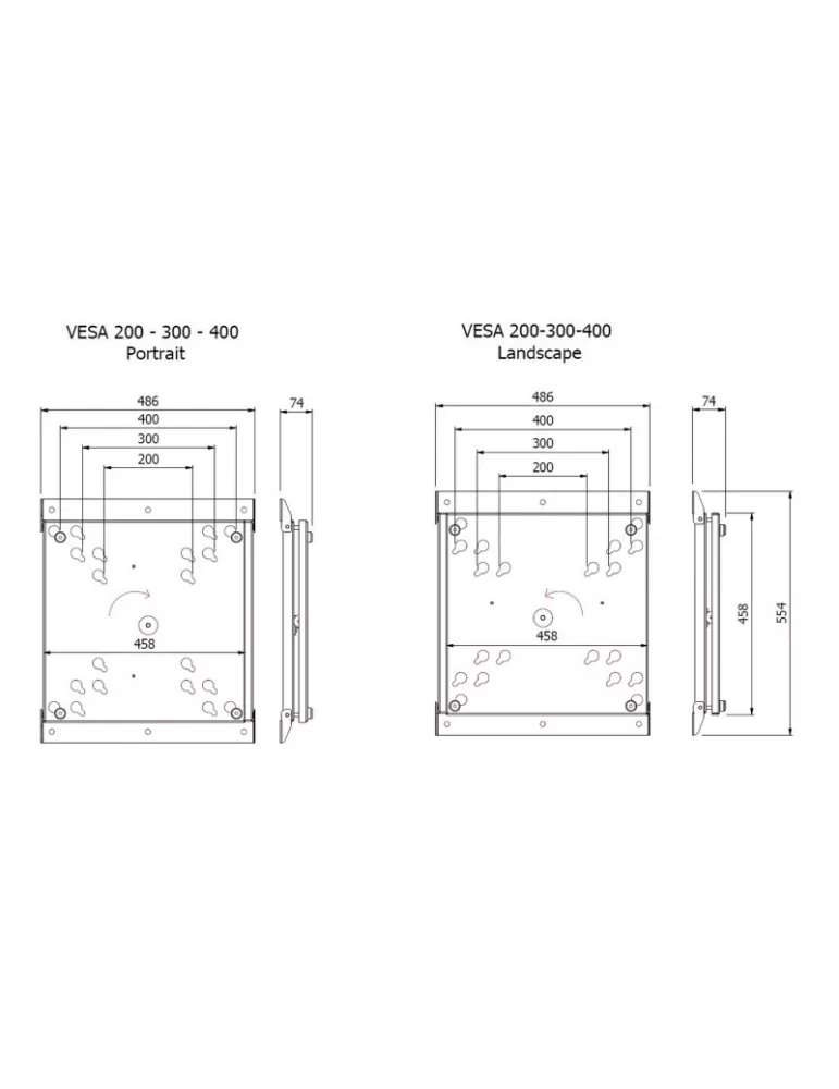 MULTIBRACKETS 7819 Support mural rotatif pour ecran VESA 200/300/400 Taille 50''-95'' Multibrackets Walmount Flip 200/300/400