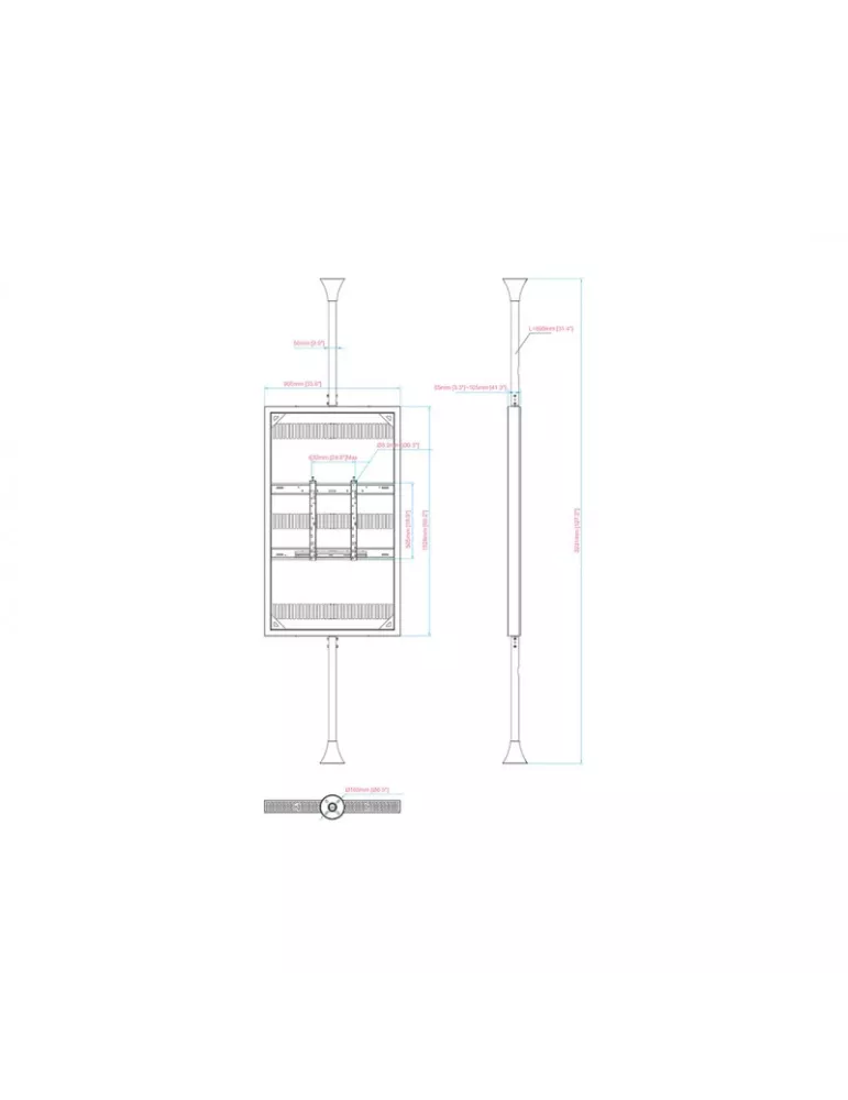 MULTIBRACKETS 5728 Support sol plafond avec caisson Multibrackets Enclosure 65" Floor to Ceiling Medium - écran 65" VESA Max 60
