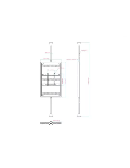 MULTIBRACKETS 5728 Support sol plafond avec caisson Multibrackets Enclosure 65" Floor to Ceiling Medium - écran 65" VESA Max 60