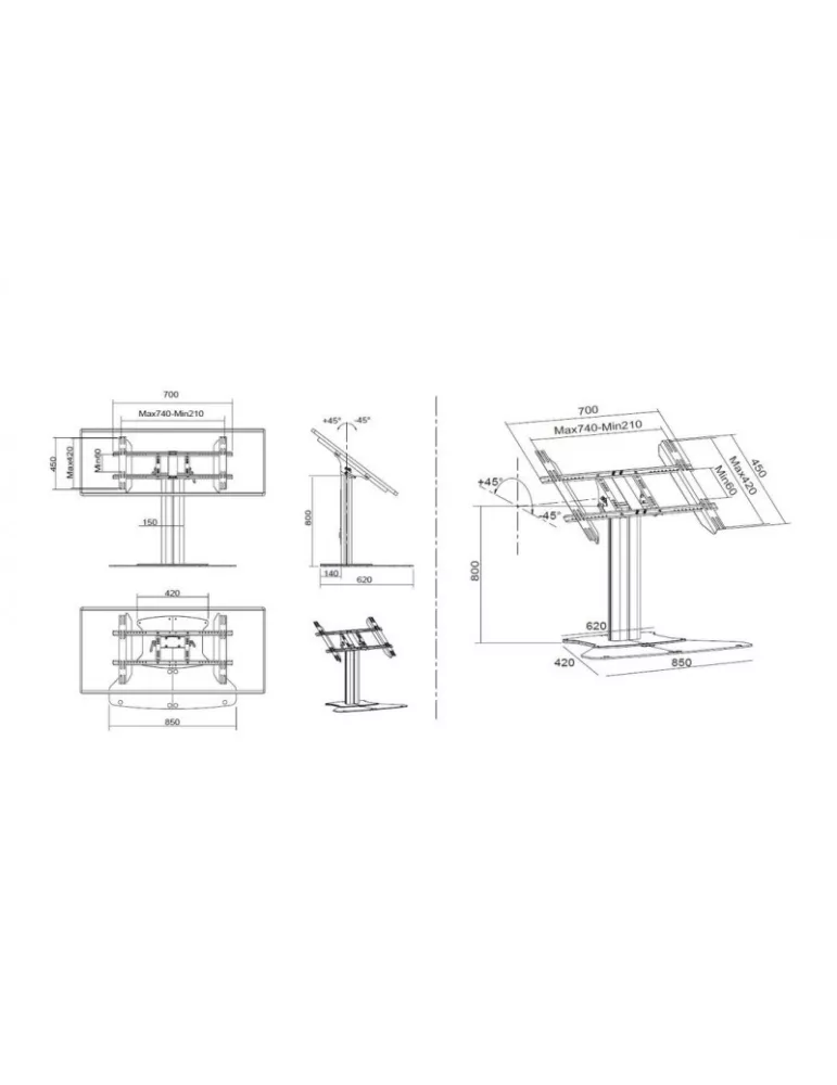 MULTIBRACKETS 6799 Support sol inclinable Multibrackets Public Display Stand 80 HD 32-55   REF  MULTIBRACKETS MUL6799 | MusicG