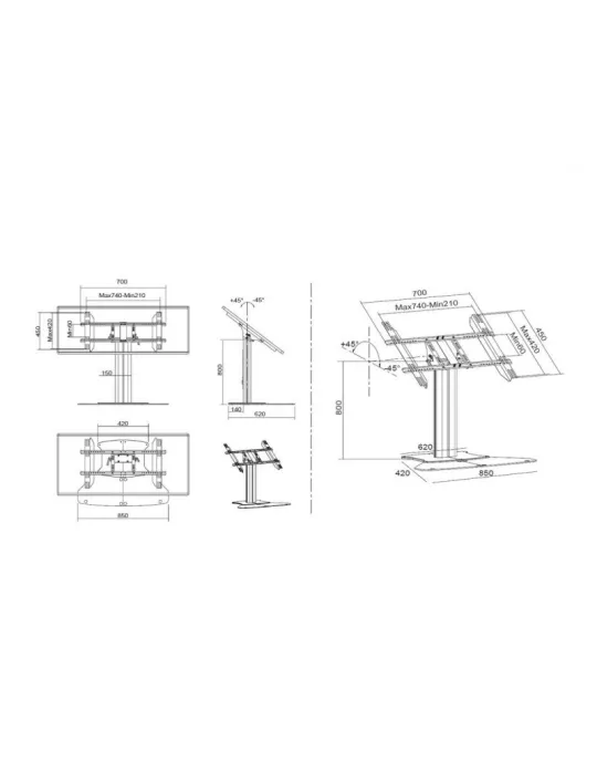 MULTIBRACKETS 6799 Soporte sol inclinable Multibrackets Public Display Stand 80 HD 32-55   REF  MULTIBRACKETS MUL6799 | MusicG