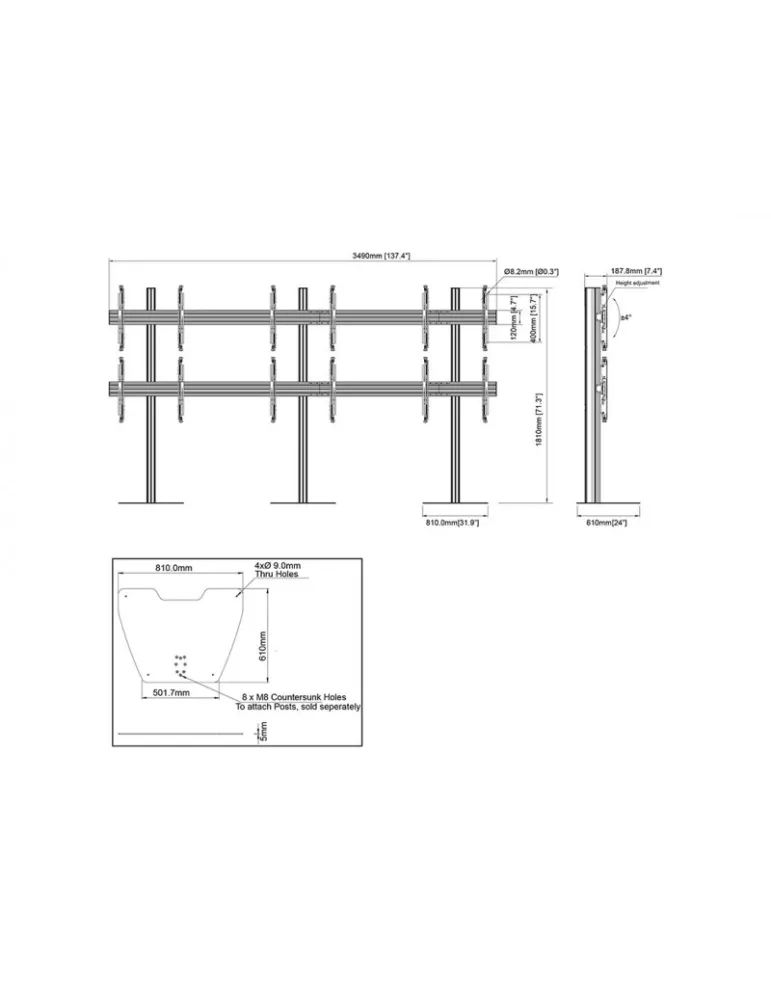 MULTIBRACKETS 3526 Multibrackets Floor Stand MBF3x2U M Pro Series - 6 screens 32  - 65  VESA Max 400x400 MULTIBRACKETS MUL3526