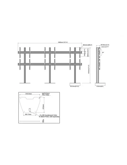 MULTIBRACKETS 3526 Bodenständer Multibrackets MBF3x2U M-Serie Pro - 6 Bildschirme 32  - 65  VESA Max 400x400 MULTIBRACKETS MUL