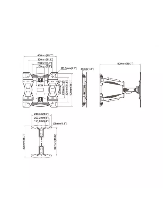 MULTIBRACKETS 2307 Multibrackets FlexArm Full Motion Single Portrait 400x600 articulated wall mount for LCD screens 32 - 55  -