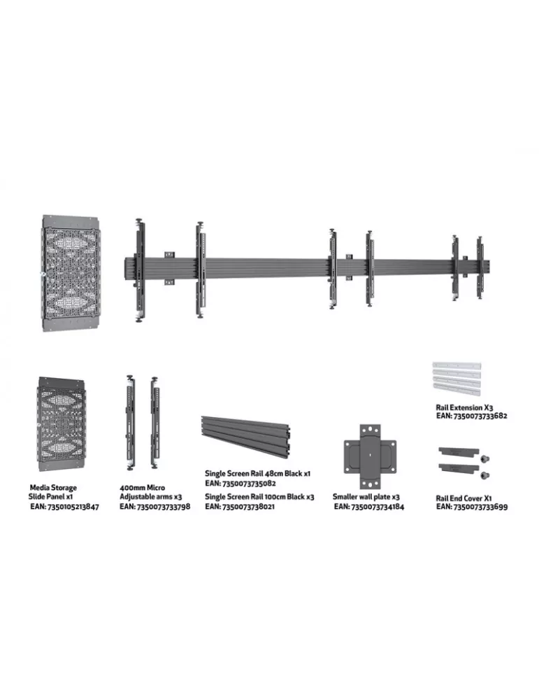 MULTIBRACKETS 4356 Support mural avec stockage multimédia Multibrackets Wallmount MBW3U Media Storage - VESA Max 600x400