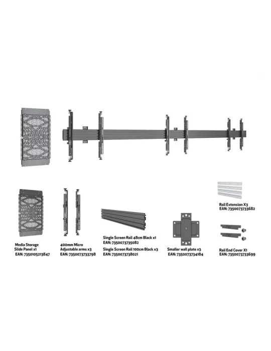 MULTIBRACKETS 4356 Wandhalterung mit Medienspeicher Multibrackets Wallmount MBW3U Media Storage - VESA Max 600x400 MULTIBRACKE