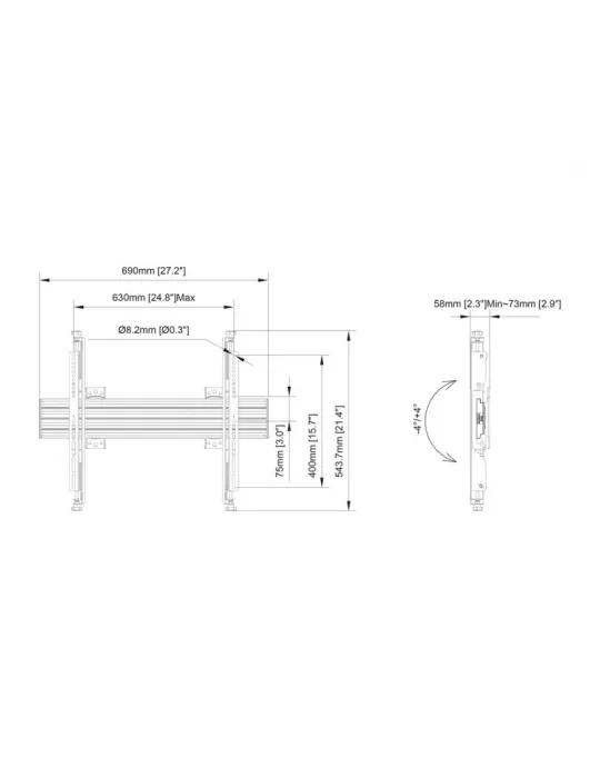 MULTIBRACKETS 0624 Multibrackets Wallmount Pro MBW1U Micro Adjustable Black - screen 32 -75  VESA Max 600x400 MULTIBRACKETS MU