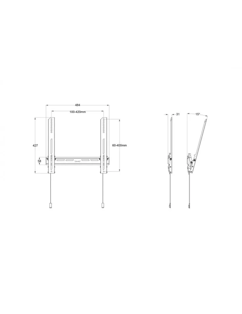 MULTIBRACKETS 0988 Soporte de pared universal inclinable Multibrackets Air Medium para monitores LCD   LED de 32 - 55  - Peso