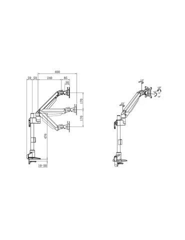 MULTIBRACKETS 4271 Soporte de mesa Multibrackets VESA Gas Lift Arm Basic Single Pole - 15 -34  screen VESA Max 100x100 MULTIBR 2