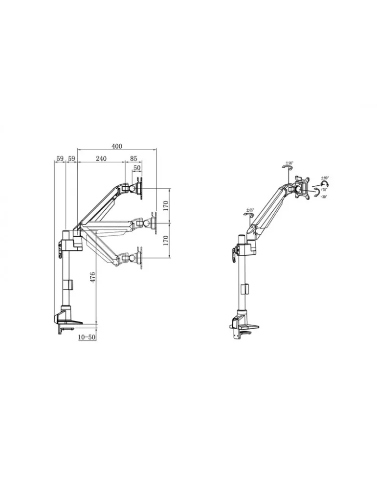 MULTIBRACKETS 4271 Table support Multibrackets VESA Gas Lift Arm Basic Single Pole - 15 -34  screen VESA Max 100x100 MULTIBRAC