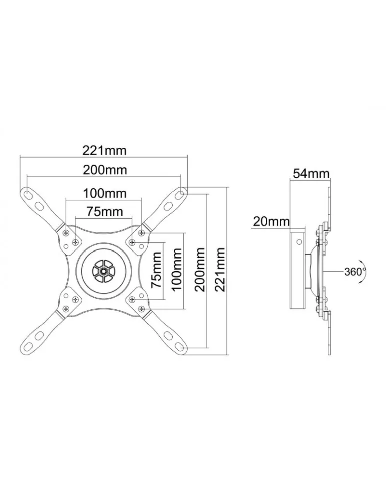 MULTIBRACKETS 3480 Support mural Multibrackets Wallmount 360 écran 15"-32" VESA Max 200x200