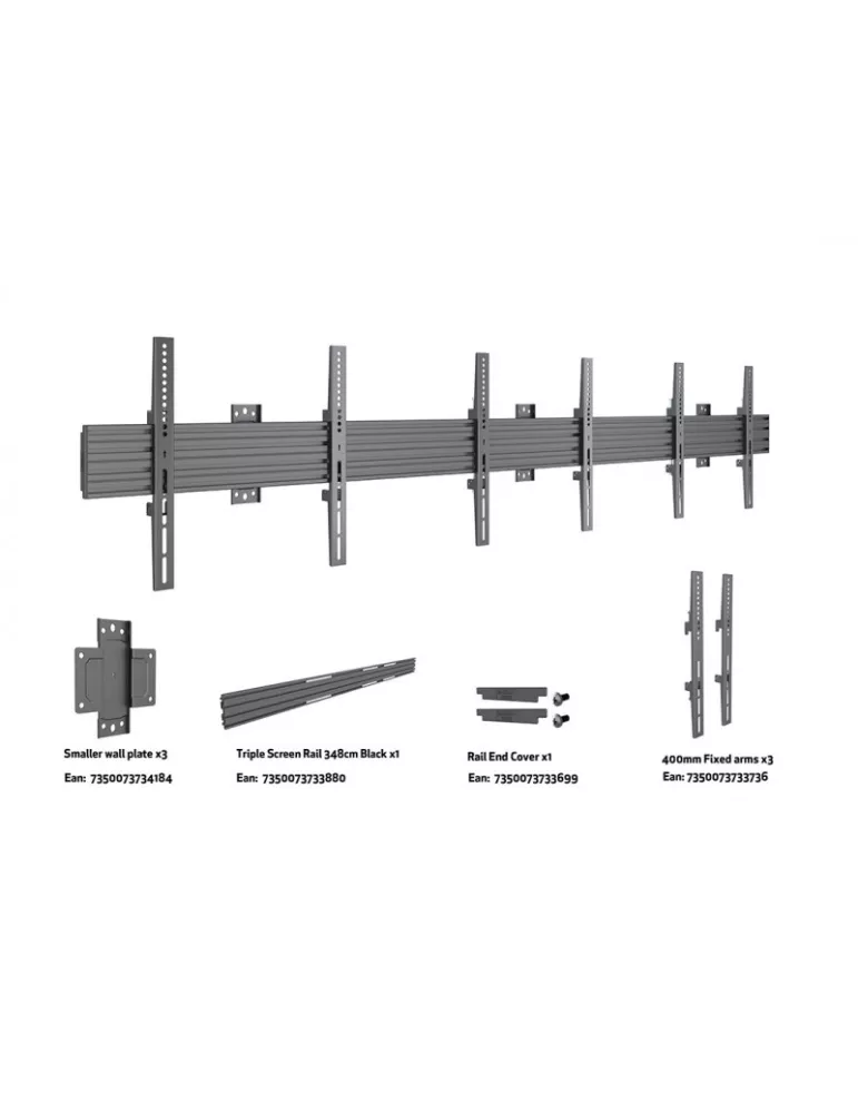 MULTIBRACKETS 4016 Feste Wandhalterung Multibrackets Wallmount Pro MBW3U Fixed Black - 3 Bildschirme 40 -75  VESA Max 600x400