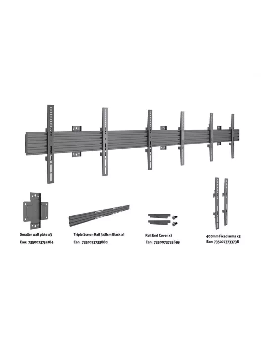 MULTIBRACKETS 4016 Multibrackets Wallmount Pro MBW3U Fixed Black - 3 screens 40 -75  VESA Max 600x400 MULTIBRACKETS MUL4016 |