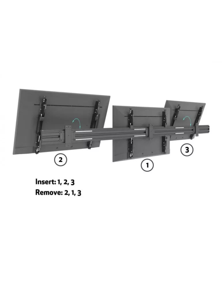 MULTIBRACKETS 0648 Support mural réglable Multibrackets Wallmount Pro MBW3U Micro Adjustable Black - 3 écrans 32"-75" VESA Max 