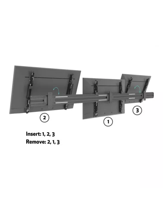 MULTIBRACKETS 0648 Support mural réglable Multibrackets Wallmount Pro MBW3U Micro Adjustable Black - 3 écrans 32"-75" VESA Max 