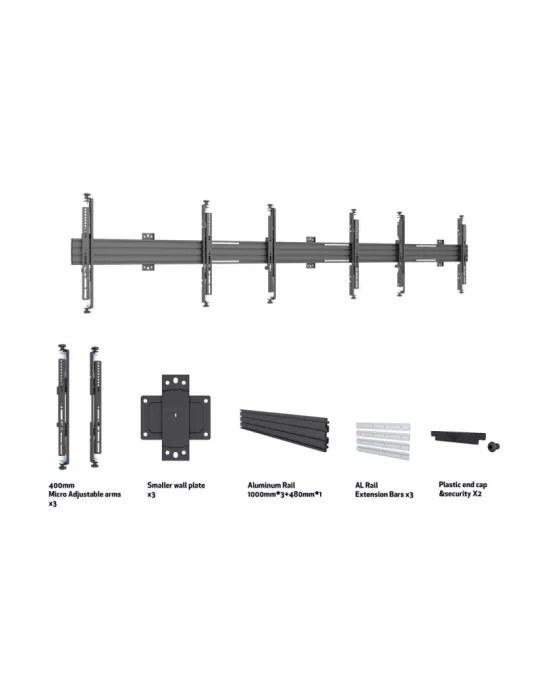 MULTIBRACKETS 0648 Verstellbare Wandhalterung Multibrackets Wallmount Pro MBW3U Micro Adjustable Black - 3 Bildschirme 32 -75