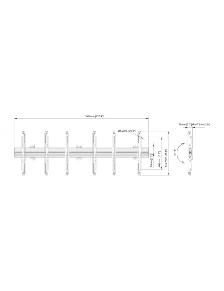 MULTIBRACKETS 0648 Support mural réglable Multibrackets Wallmount Pro MBW3U Micro Adjustable Black - 3 écrans 32"-75" VESA Max 