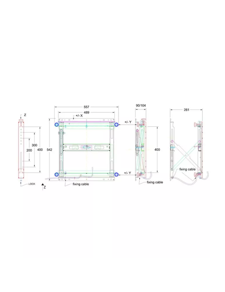 MULTIBRACKETS 1749 Support mural Multibrackets Public Video Wall Mount Push HD Max - écran 50" - 95" VESA Max 900 x 600