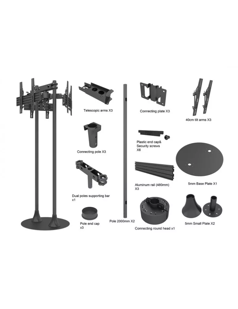 MULTIBRACKETS 7697 Bodenständer Multibrackets MBF3U Floorstand Triple Pro - 32 -65 -Bildschirm VESA Max 400x400 MULTIBRACKETS
