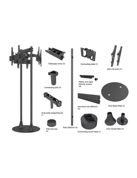 MULTIBRACKETS 7697 Multibrackets MBF3U Floorstand Triple Pro - screen 32 -65  VESA Max 400x400 MULTIBRACKETS MUL7697 | MusicGo