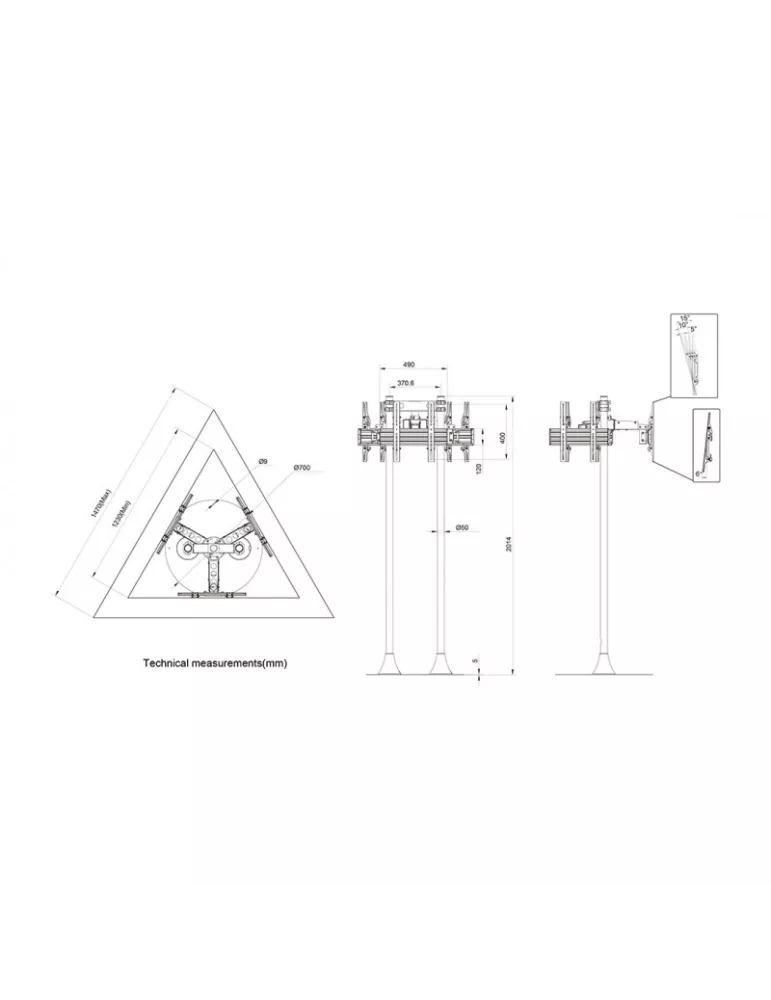 MULTIBRACKETS 7697 Support sol Multibrackets MBF3U Floorstand Triple Pro - écran 32"-65" VESA Max 400x400