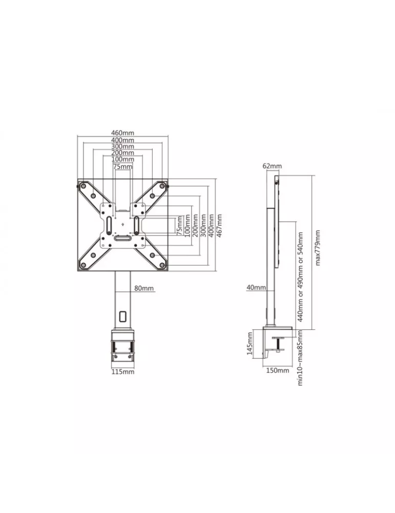 MULTIBRACKETS 0136 Support de table Multibrackets Deskmount XL White- Desk mount for Displays - écran 32" -55" Vesa Max 400x400